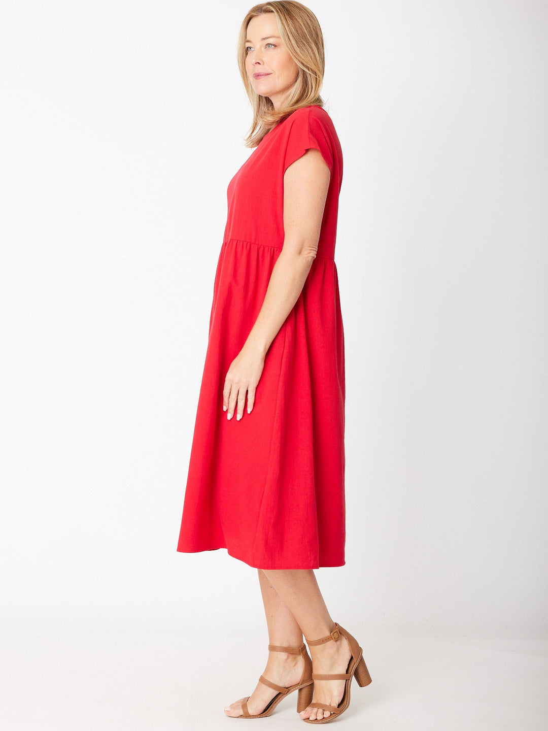 Upcycle Cotton Doll Dress-- Red - 30448