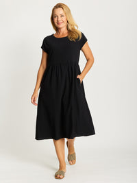Upcycle Cotton Doll Dress-- Black - 30448