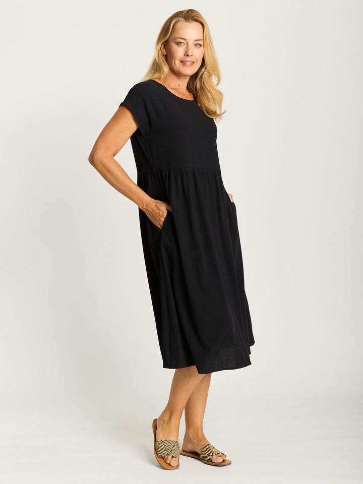 Upcycle Cotton Doll Dress-- Black - 30448