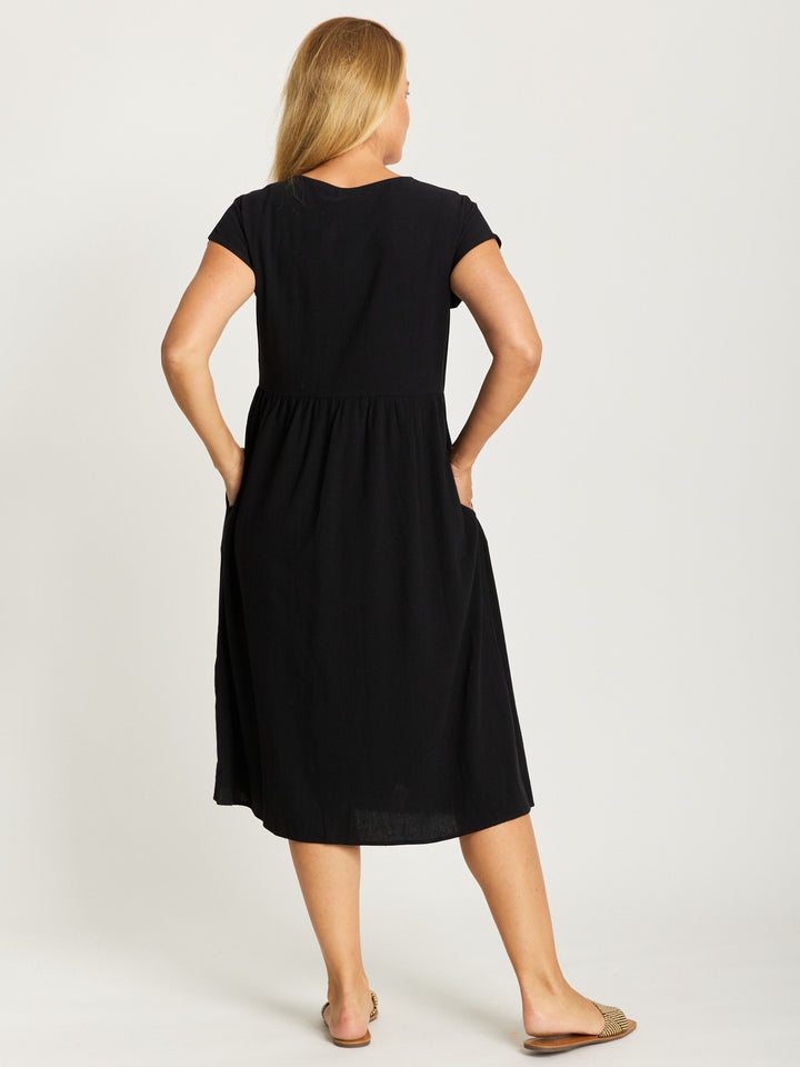 Upcycle Cotton Doll Dress-- Black - 30448