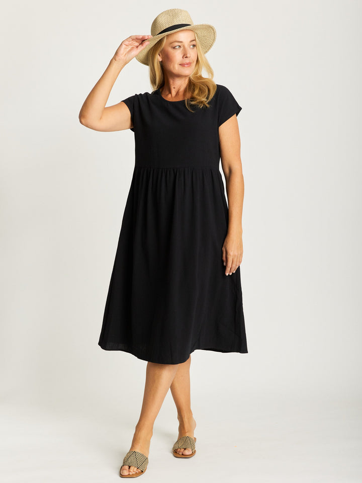 Upcycle Cotton Doll Dress-- Black - 30448