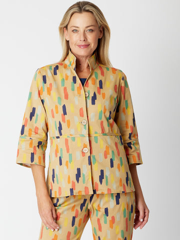 Paintbrush Print Shirt - Honey- 30494 - Cordelia St