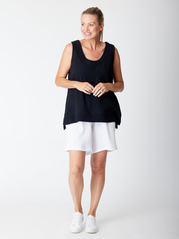Bonded Vee Sleeveless -Black 30512 - Clothes for Senior & Elderly Women