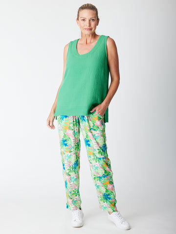 Bonded Vee Sleeveless Top -Jade -30512 - Clothes for Senior & Elderly Women