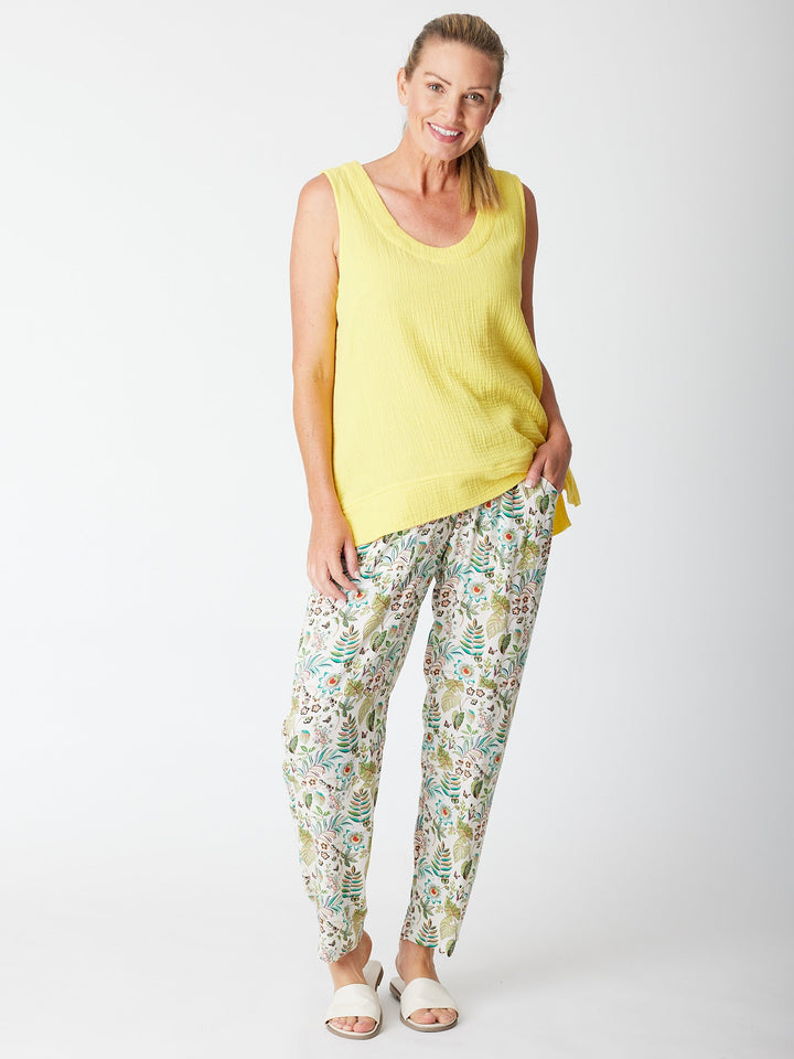 Bonded Vee Sleeveless Top - Lemon-30512