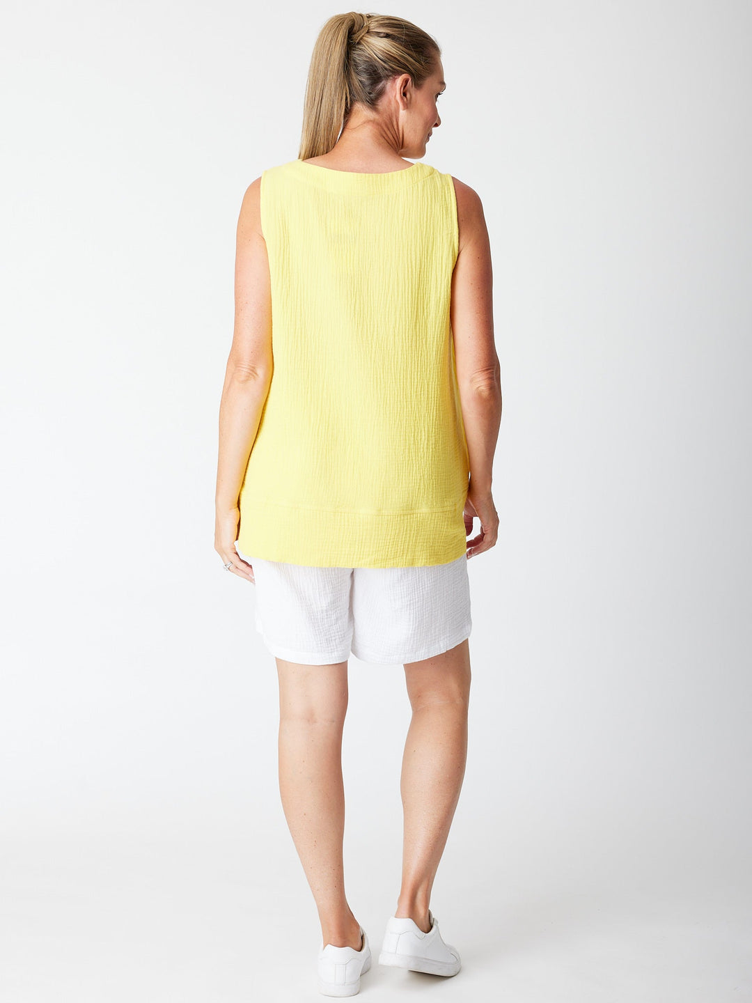 Bonded Vee Sleeveless Top - Lemon-30512