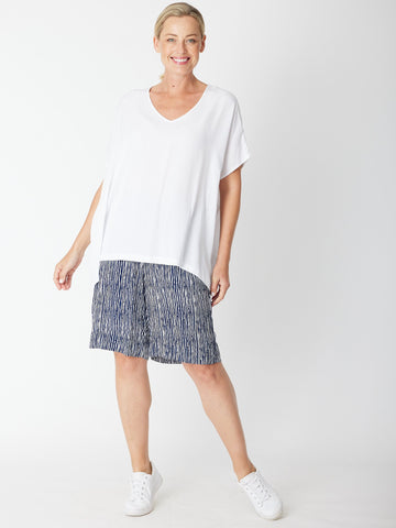 Pebbles Core Rayon V Top - White-30528 - Clothes for Senior & Elderly Women
