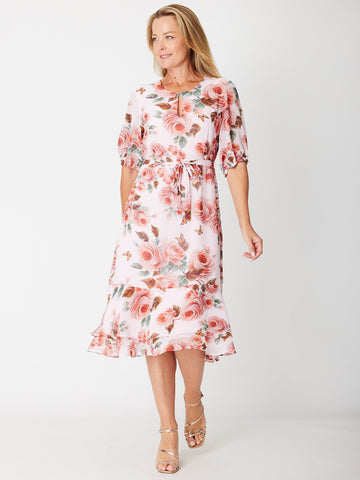 Frill Hem Dress - 30553 Pink - HAPPY VALENTINES DAY