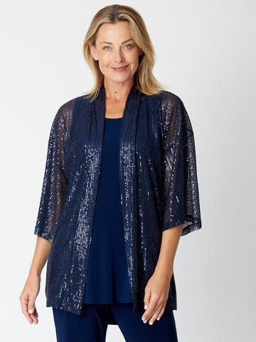 Kimono Sparkle Tonight Jacket- Navy -30564 - 