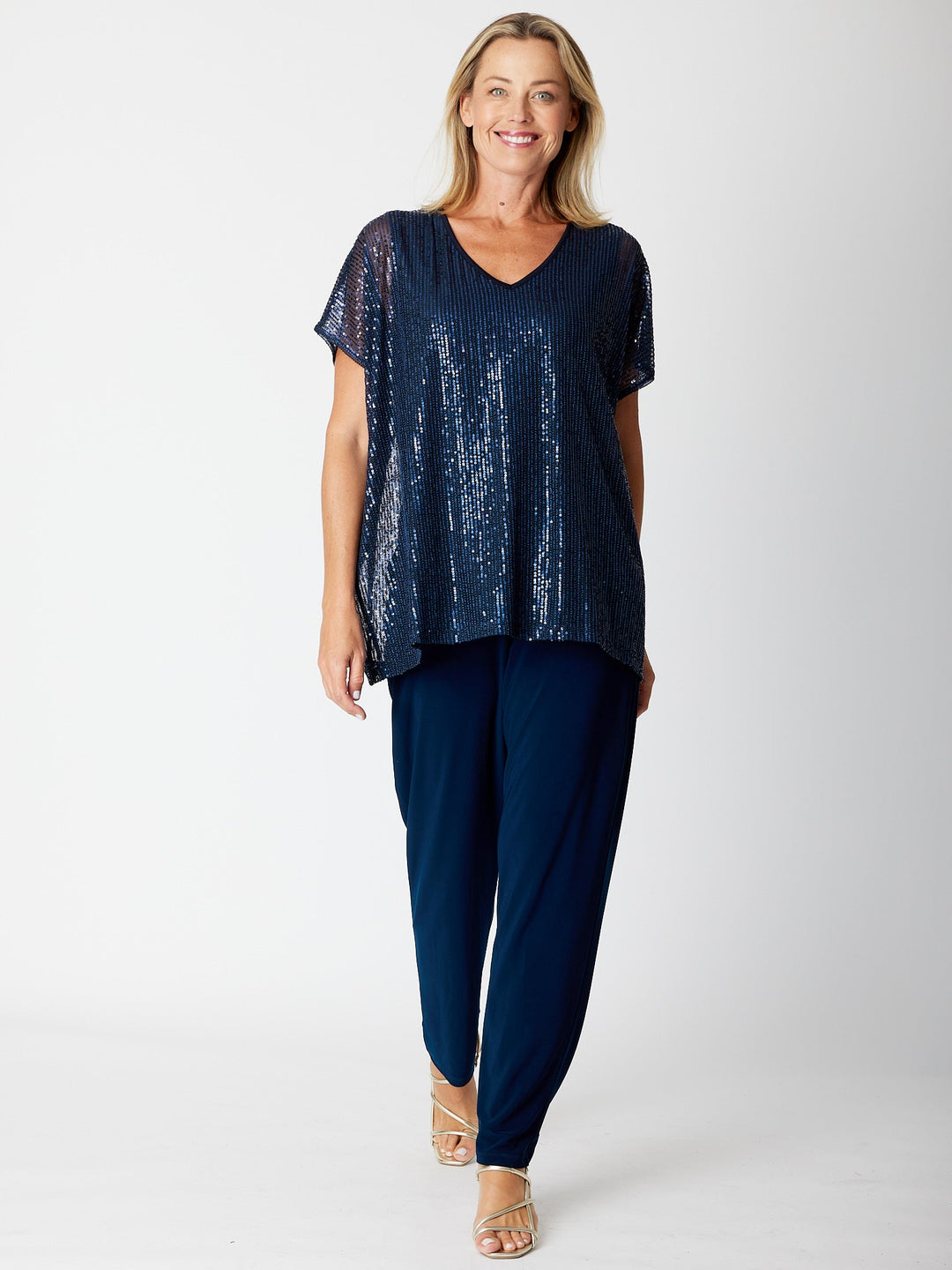 Kimono Sparkle Top Tonight- Navy 30567