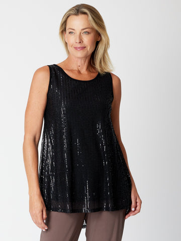 Monty Sparkle Tonight Sleeveless Top- Black 30568 - ANZAC DAY DOUBLE UP