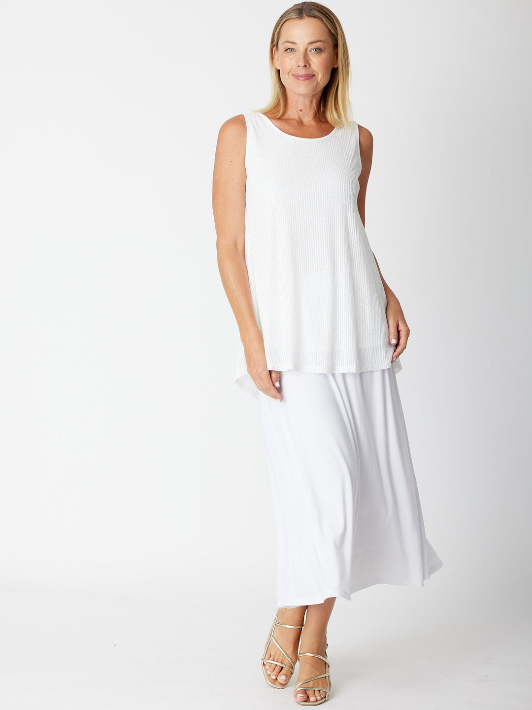 Monty Sparkle Tonight sleeveless Top- White 30568
