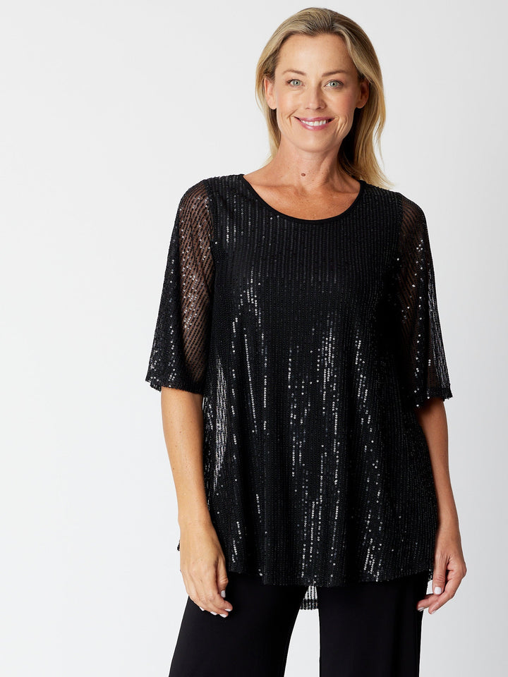 Monty Tonight Short Sleeve Top- Black- 30569