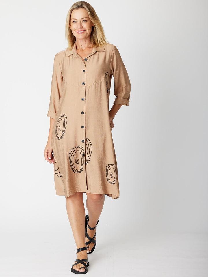 Swirl Tunic Shirt - Beige/Black - 30609
