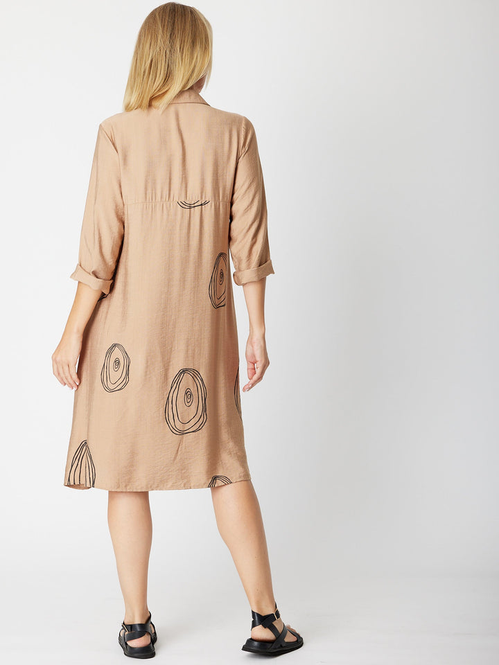 Swirl Tunic Shirt - Beige/Black - 30609