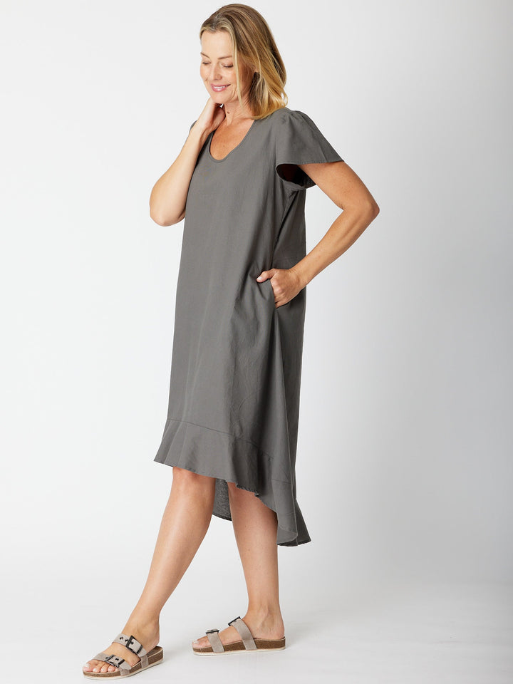 Ho Chi Minh Ruffle Dress - 30613 -Steel