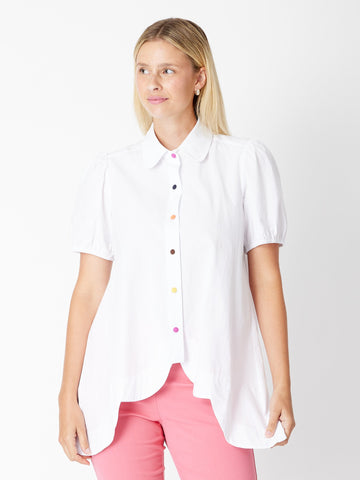 Hilo Contrast Button Shirt - 30639 White - Spring/Summer