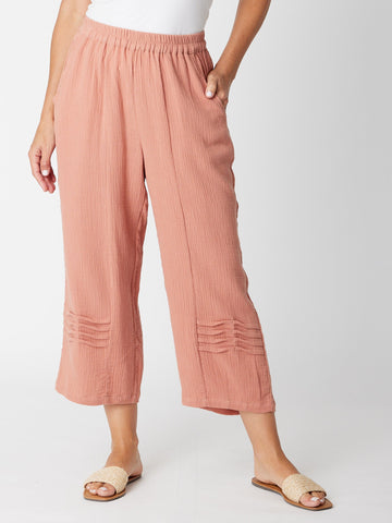 Bonded Pintuck 3/4 Pant  - Rose - 30660 - Spring/Summer
