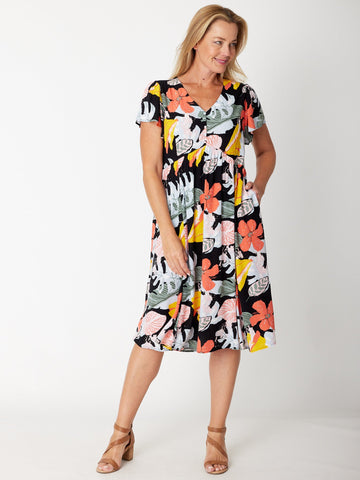 Flounce Sleeve Dress- 30674 - Tropical - SUMMER