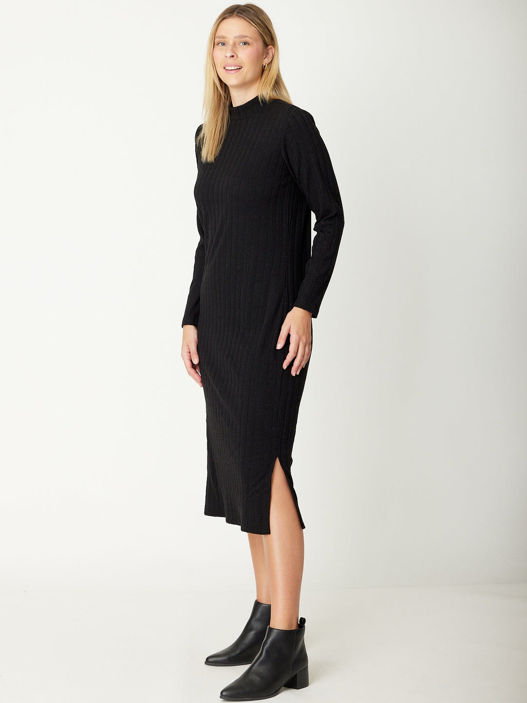 Girl Core Rib Dress - Black - 30723