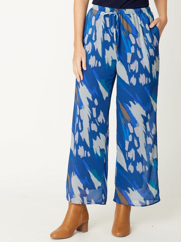 Abstract Lined Pant - Blue Print - 30759 - Luna Sky