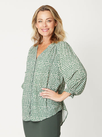 Gypsy Print Top - Green/ Print - 30774 - 