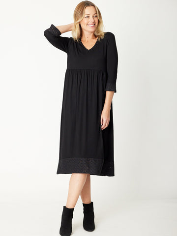 V Viscose Jersey Dress - Black - 30783 - Clothes for Senior & Elderly Women