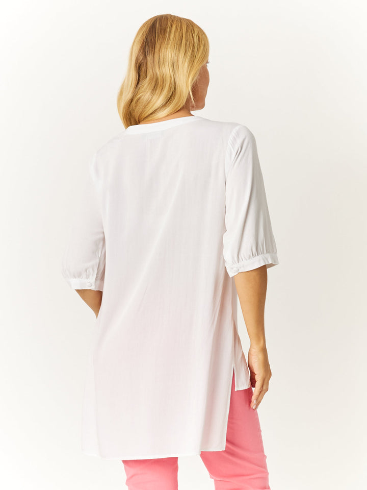 V Button Shirt- White -32430