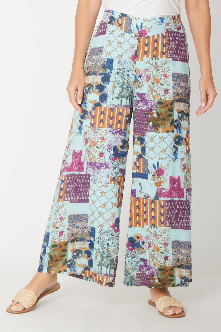 Wide Leg Lined Pant- Mint- 30829