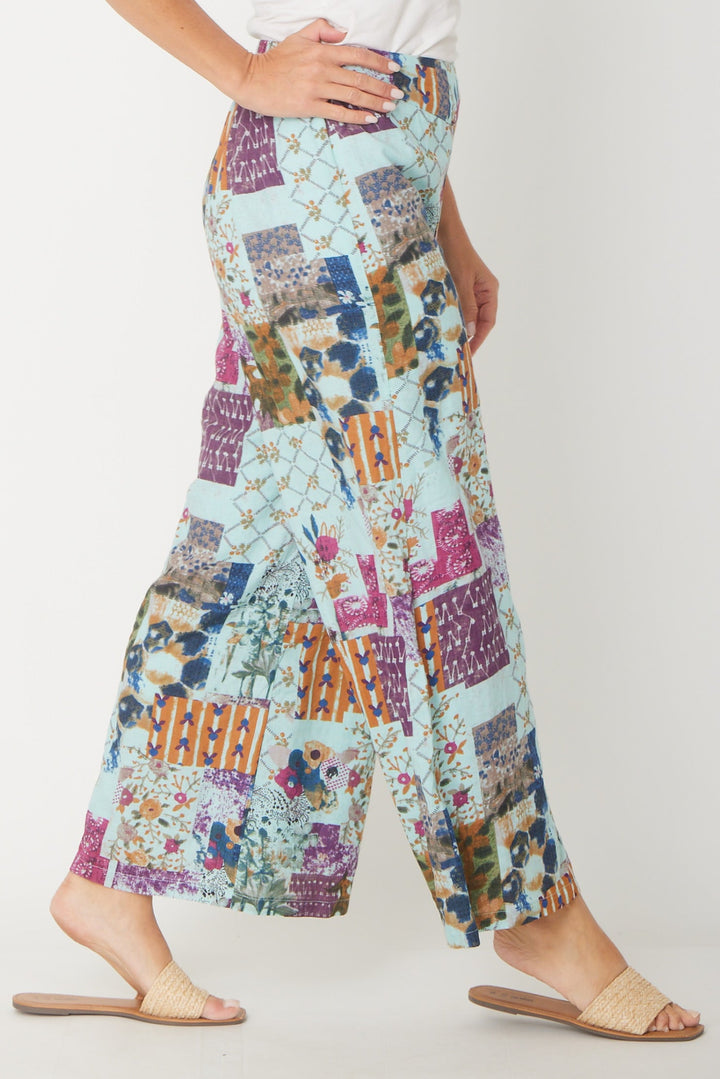 Wide Leg Lined Pant- Mint- 30829