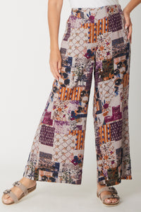 Wide Leg Lined Pant- Plum- 30829