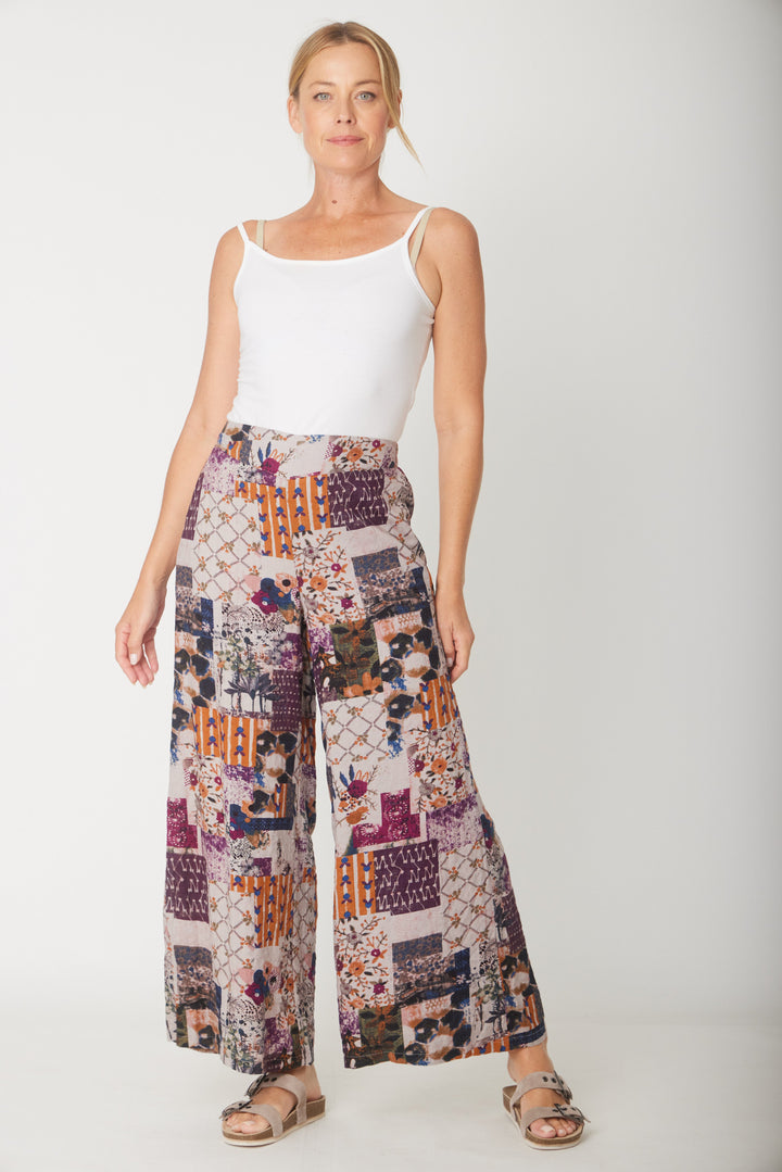 Wide Leg Lined Pant- Plum- 30829