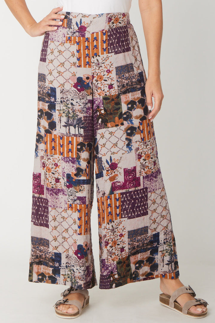 Wide Leg Lined Pant- Plum- 30829