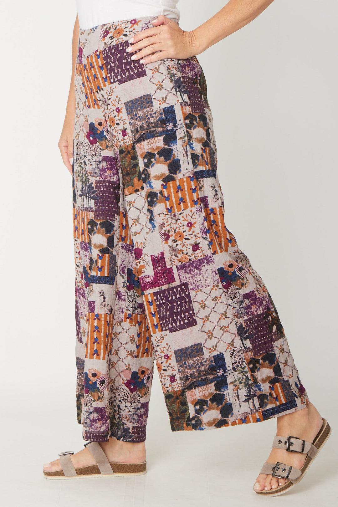 Wide Leg Lined Pant- Plum- 30829