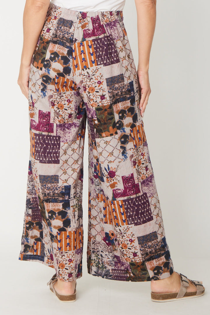Wide Leg Lined Pant- Plum- 30829