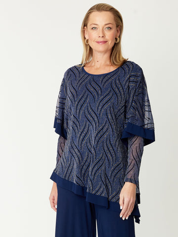 Sparkle Cape Top - 30851 - Navy - Cordelia St