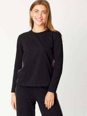 Sequin Jersey Insert Top - Black/pink- 30865 - Luna Sky
