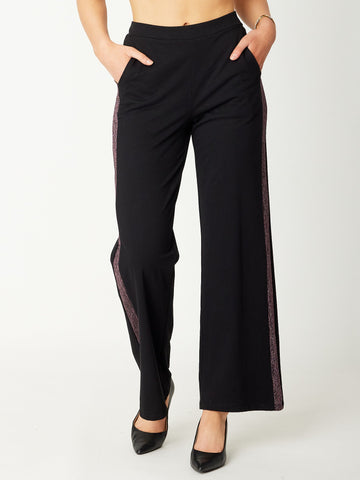 Shimmer Jersey Wide Leg Pant- Black pink- 30866 - Luna Sky