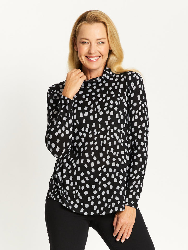 Print Skivvy Top - Black/Silver - 30922