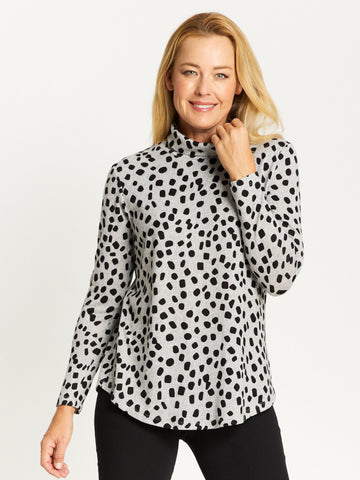 Print Skivvy Top - Silver/Spot- 30922 - Cordelia St