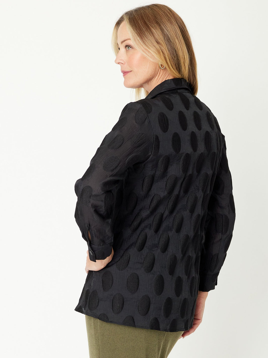 Georgee Organza Spot Shirt - Black - 30936
