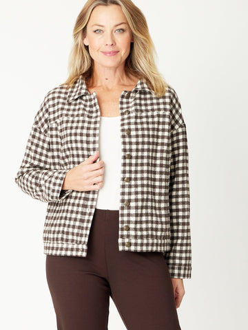 Check Jacket - Choc - 30945 - Coats & Jackets