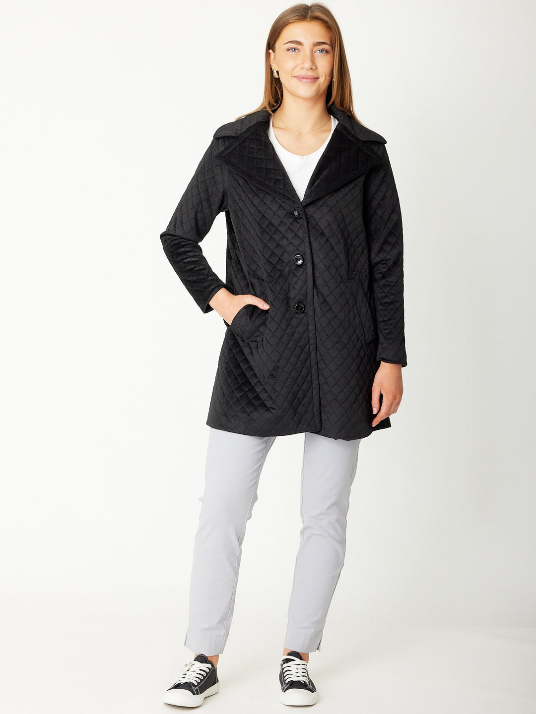Quilted Coat - 30947 - Black