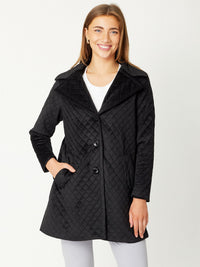 Quilted Coat - 30947 - Black