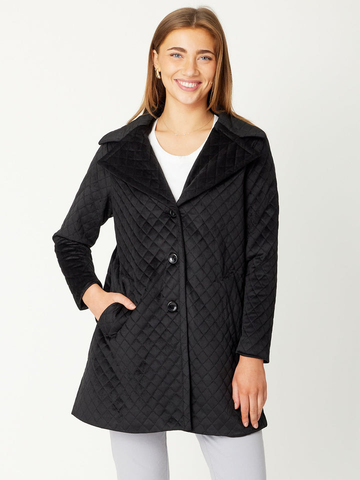 Quilted Coat - 30947 - Black