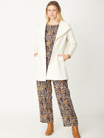 Quilted Coat - 30947 - Ivory - Luna Sky