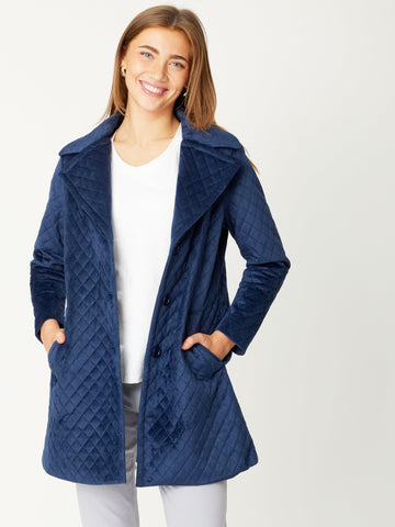 Quilted Coat - 30947 - Navy - All