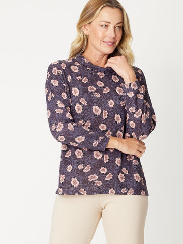 Loose Cowl Loose Top -Pink Floral - 30967 - All