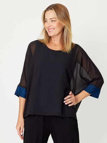 Shimmer Chiffon Overlay Top- Electric - 30981 - New Arrivals