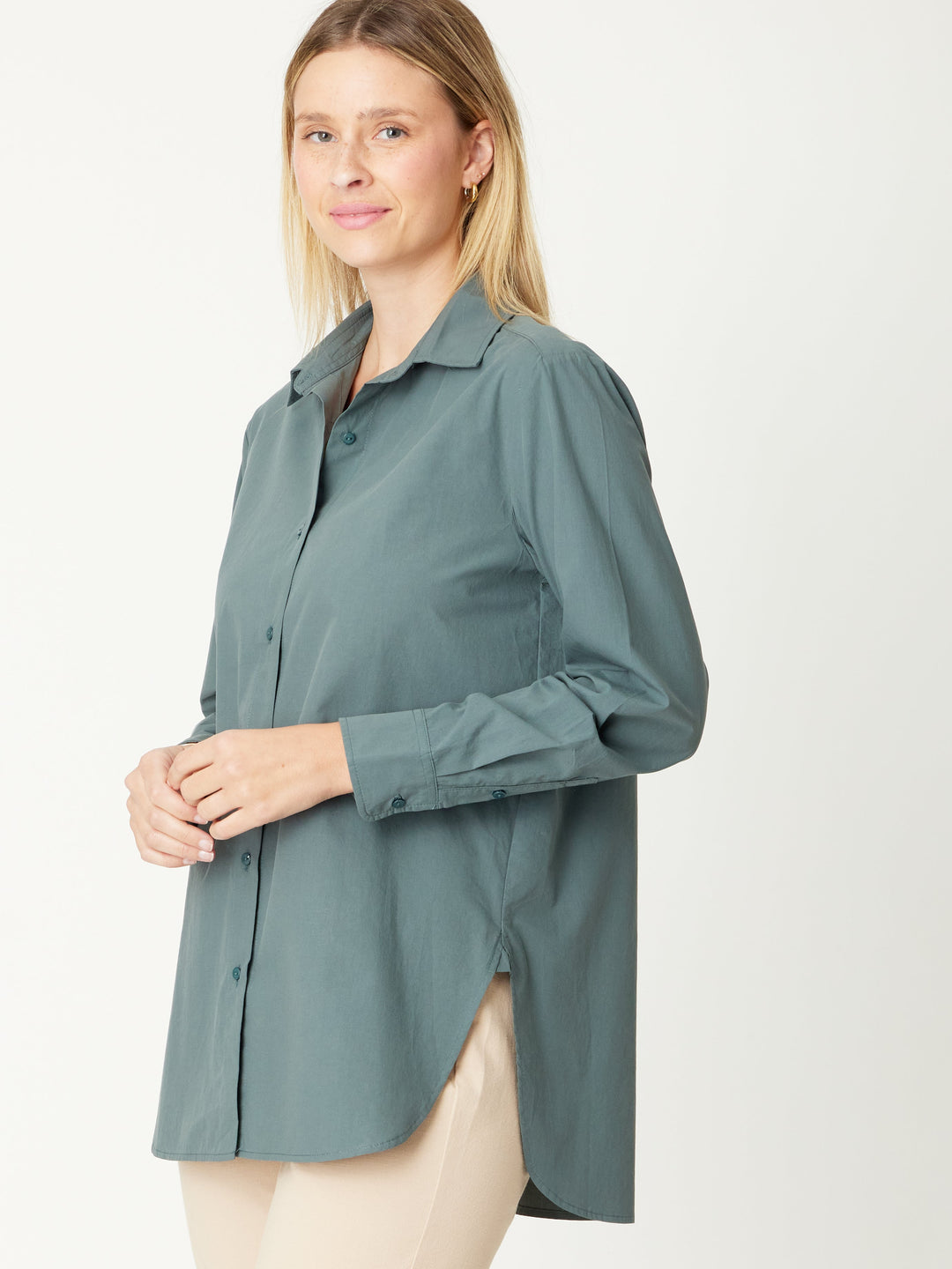 Polished Cotton Season Shirt - Olive - 30990